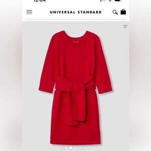 Universal Standard red light terry dress with waist tie - size 6/2xs